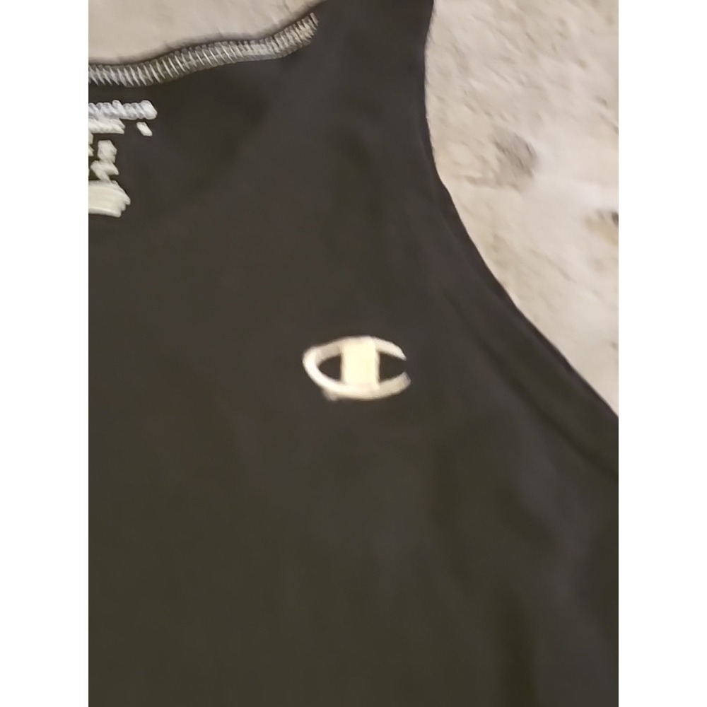 Vtg 90s Champion Men's Medium Black Tank Top Sleeveless Athletic Muscle Shirt - Picture 6 of 12